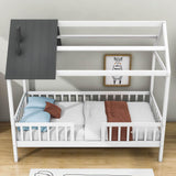 Twin Size Montessori Wooden Kids Low Farmhouse Bed Frame with Rails