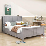 Wooden Full Size Platform Bed with Headboard and Storage - [Drawers, Shelves]