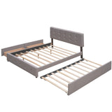 Upholstered Queen Size Platform Bed with Storage and Twin XL Trundle - [Headboard]