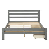 Full Size Wooden Platform Bed with Storage Drawers and Headboard