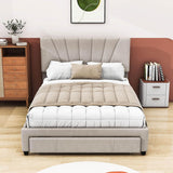 Modern Queen Size Velvet Upholstered Bed Frame with Headboard and Storage