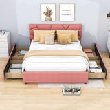 Queen Upholstered Platform Bed Frame with Headboard, Under Bed Storage