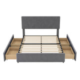 Upholstered Full Size Platform Bed with Headboard and Storage - [4 Drawers, Velvet]