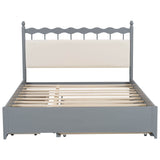 Wooden Queen Storage Bed with Headboard and Storage, Twin Trundle Bed