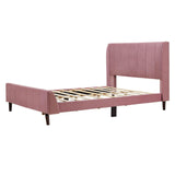 Modern Velvet Upholstered Full Size Bed Frame with Wingback Headboard