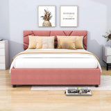 Queen Upholstered Platform Bed Frame with Headboard, Under Bed Storage