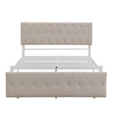 Metal Full Size Upholstered Storage Bed with Headboard and Drawers