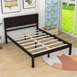 Wood Full Size Vintage Platform Bed Frame with Headboard