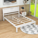 Wood Full Size Vintage Platform Bed Frame with Headboard