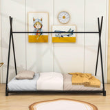 Metal Teepee-Shaped Montessori Bed Frame for Kids, Toddler - [Low to Floor]