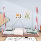 Metal Teepee-Shaped Montessori Bed Frame for Kids, Toddler - [Low to Floor]