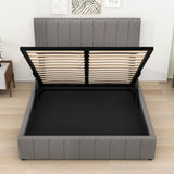 Modern Queen Upholstered Bed Frame with Storage - Hydraulic Lift System