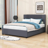 Upholstered Platform Queen Size Bed Frame with Storage and Twin XL Trundle - [Drawers, Headboard]