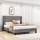 Queen Size Velvet Upholstered Platform Bed Frame with Headboard