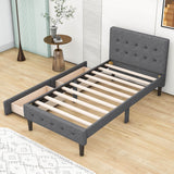 Modern Twin Size Upholstered Platform Bed with Under Bed Storage Drawers