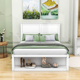 Wooden Full Size Platform Bed with Storage - [Drawers, Shelf]