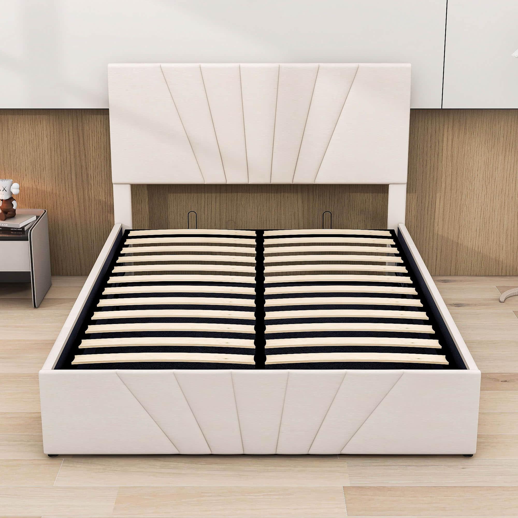 Upholstered Full Size Platform Bed with Headboard and Hydraulic Storage System