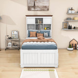 Solid Wood Twin Captains Bed with Twin Trundle and Storage - [Drawers, Shelves]