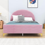 Velvet Upholstered Full Size Platform Bed Frame with Headboard