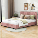 Queen Size Upholstered Platform Bed with Storage and Headboard - [Drawers, Linen]