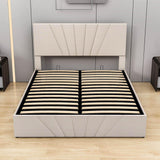 Upholstered Queen Size Platform Bed with Headboard and Hydraulic Storage System