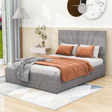 Upholstered Full Size Platform Bed with Headboard and Hydraulic Storage System