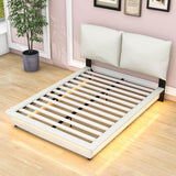 Modern Full Size Upholstered Platform Bed Frame with Headboard LED Lights