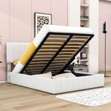 Modern Queen Upholstered Bed Frame with Storage - Hydraulic Lift System