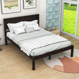 Wood Full Size Vintage Platform Bed Frame with Headboard