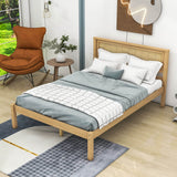 Wood Full Size Vintage Platform Bed Frame with Headboard