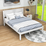 Wood Full Size Vintage Platform Bed Frame with Headboard
