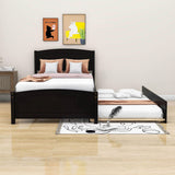 Twin Platform Bed Frame with Twin Trundle and Headboard