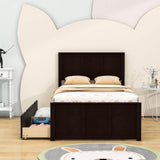 Twin Size Classic Platform Bed with Storage Drawers and Headboard