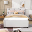 Full Upholstered Platform Bed Frame with Headboard, Twin Trundle Bed