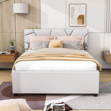 Full Upholstered Platform Bed Frame with Headboard, Twin Trundle Bed