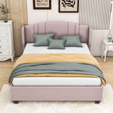 Modern Upholstered Queen Platform Bed Frame with Headboard and Storage