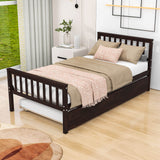 Twin Platform Bed Frame with Twin Trundle and Headboard - [Wooden, Footboard]