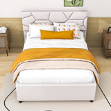 Full Size Upholstered Platform Bed with Trundle and Storage - [Drawers, Linen]