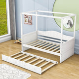 Wood Twin Size Canopy Daybed with Twin Trundle in Living Room