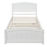 Twin Platform Bed Frame with Twin Trundle and Headboard