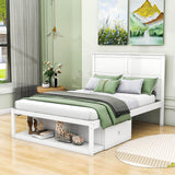 Wooden Full Size Platform Bed with Storage - [Drawers, Shelf]