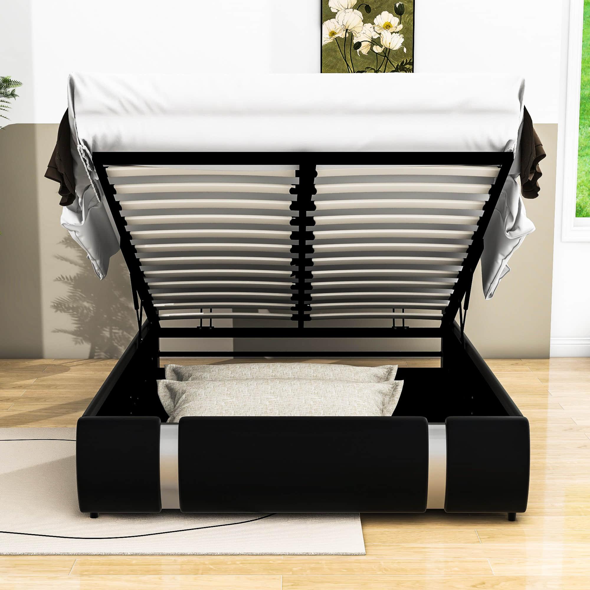 PU Leather Full Size Upholstered Platform Storage Bed - [Hydraulic System]