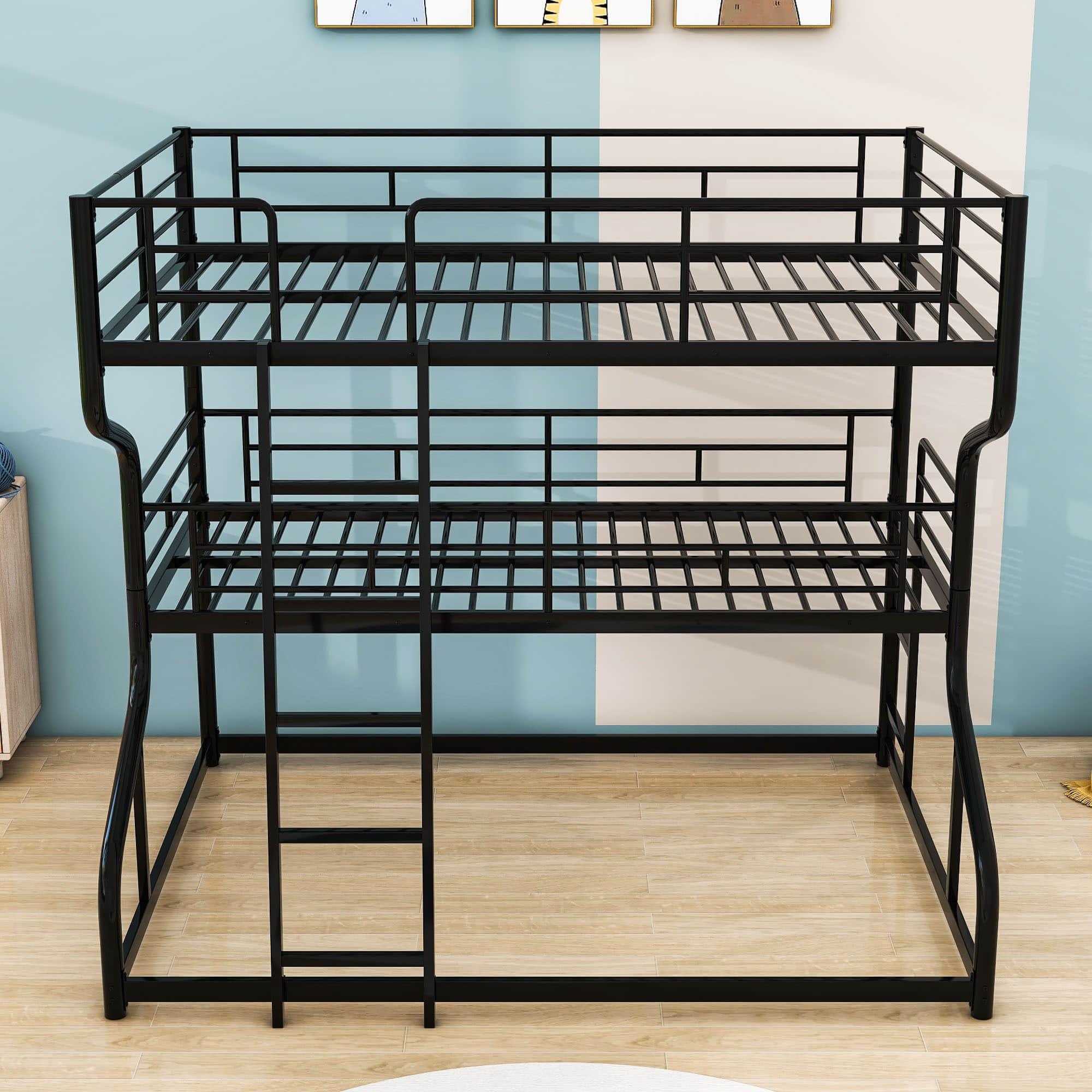 Modern Low Full XL Over Twin XL Over Queen Triple Bunk Beds for Kids - [Metal]