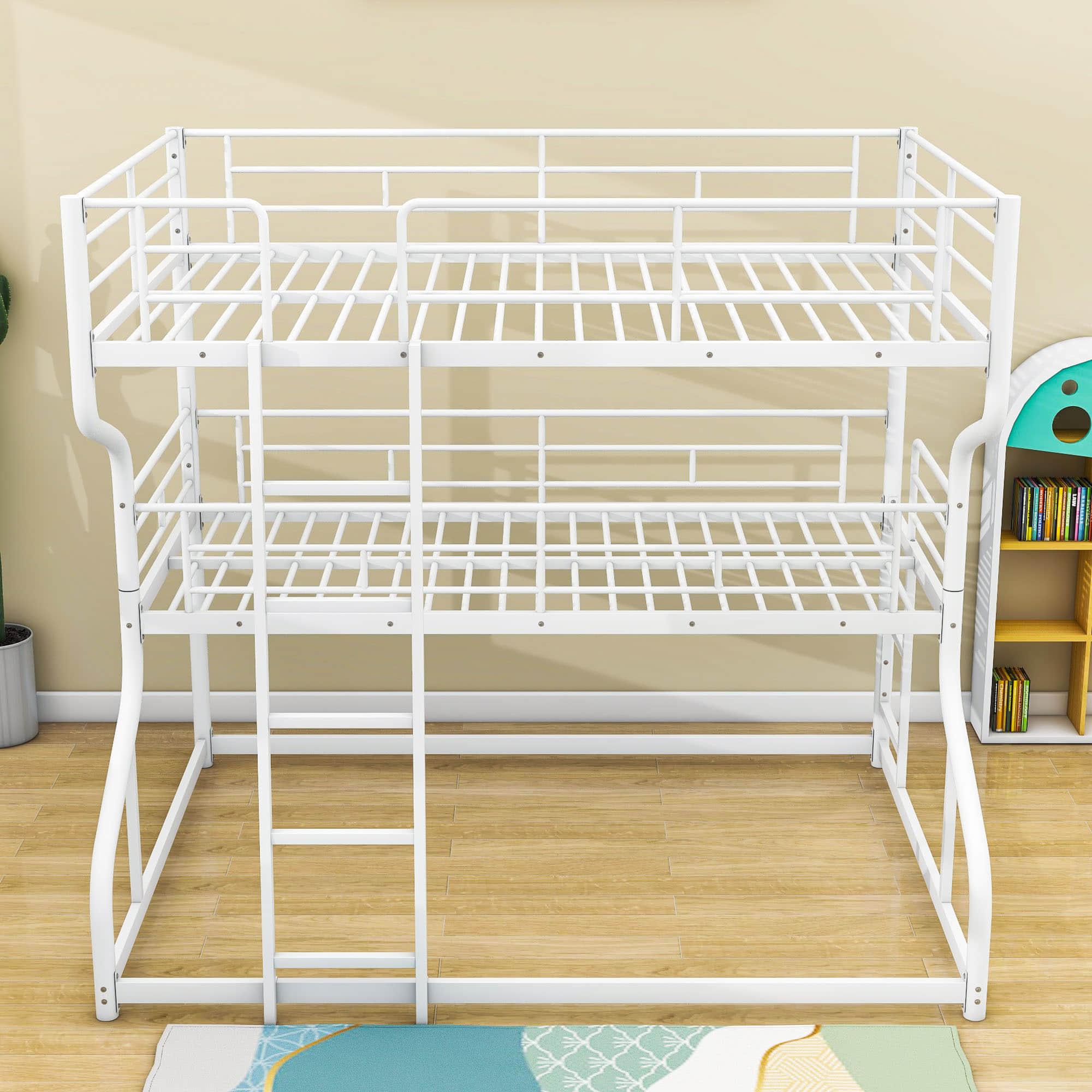 Modern Low Full XL Over Twin XL Over Queen Triple Bunk Beds for Kids - [Metal]