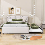 Queen Upholstered Platform Bed Frame with Headboard, Twin XL Trundle Bed