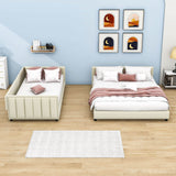 Queen Upholstered Bed Frame with Attached Twin XL Side Bed