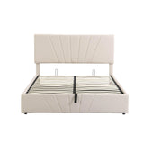 Upholstered Queen Size Platform Bed with Headboard and Hydraulic Storage System