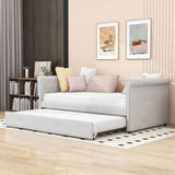 Modern Luxury Twin Size Upholstered Daybed with Trundle for Adults - [Backless]