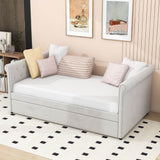 Modern Luxury Twin Size Upholstered Daybed with Trundle for Adults - [Backless]