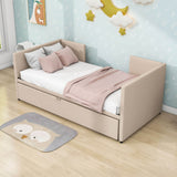 Twin Size Upholstered Daybed with Adjustable Pop Up Trundle